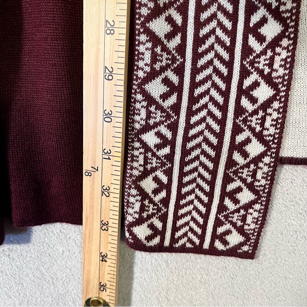 One World Open Front Cardigan Sweater Vest. Womens XL Burgundy Cream - Picture 5 of 7